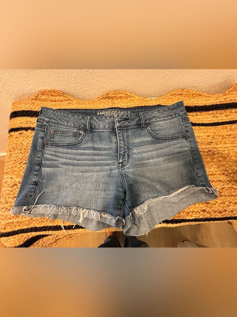 American Eagle Outfitters Light Blue Distressed Denim Shorts